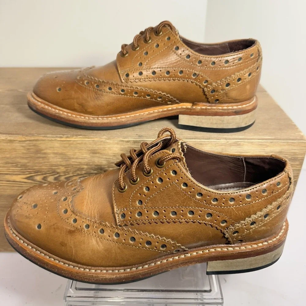 VTG Samuel Windor Oxford Shoes Mens 5.5 US 38 EU Brown Leather Brogue Academia